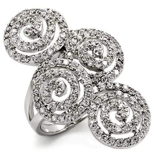 Cubic Zirconia Rings LO1590 Rhodium Brass Ring with AAA Grade CZ