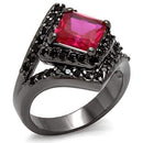 Cubic Zirconia Rings LO1621 TIN Cobalt Black Brass Ring with CZ in Ruby