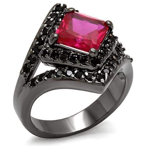 Cubic Zirconia Rings LO1621 TIN Cobalt Black Brass Ring with CZ in Ruby