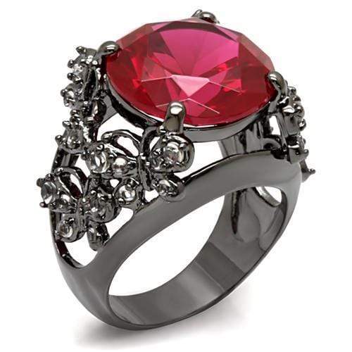 Cubic Zirconia Rings LO1633 TIN Cobalt Black Brass Ring with CZ in Ruby