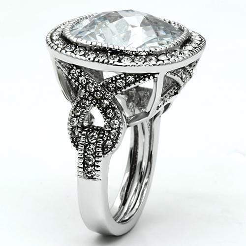 Cubic Zirconia Rings LO2437 Rhodium Brass Ring with AAA Grade CZ