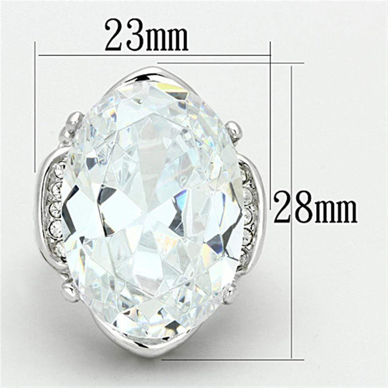 Cubic Zirconia Rings LO2950 Rhodium Brass Ring with AAA Grade CZ
