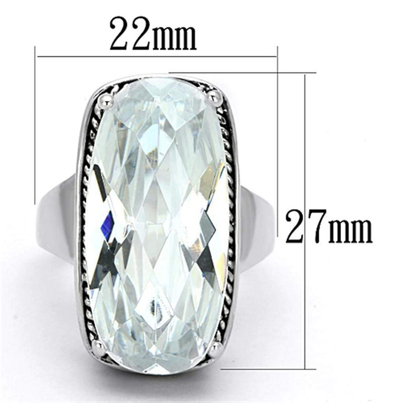 Cubic Zirconia Rings LO2958 Rhodium Brass Ring with AAA Grade CZ