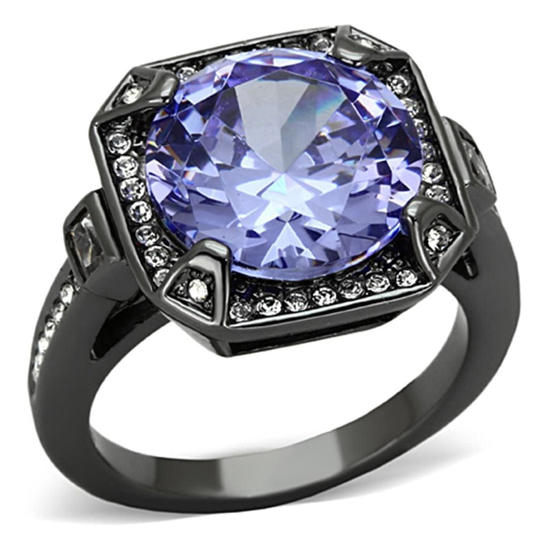 Silver Jewelry Rings Cubic Zirconia Rings LO3075 Ruthenium Brass Ring with CZ in Tanzanite Alamode Fashion Jewelry Outlet