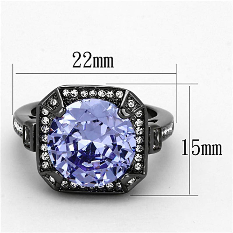 Cubic Zirconia Rings LO3075 Ruthenium Brass Ring with CZ in Tanzanite