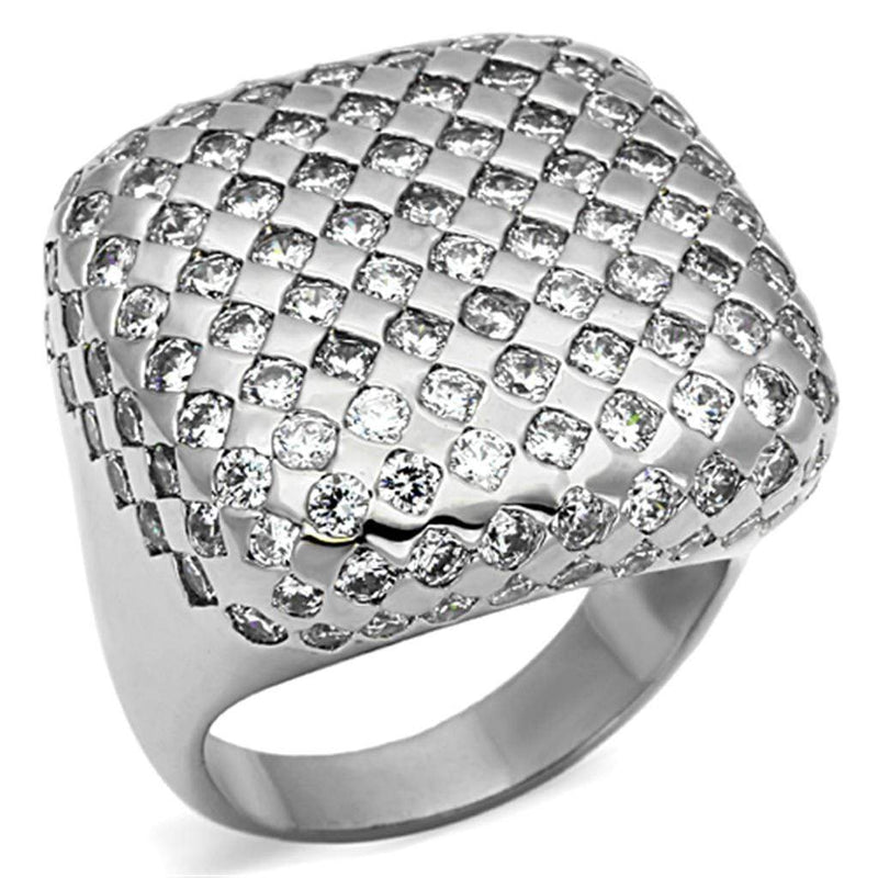 Cubic Zirconia Rings LO3169 Rhodium Brass Ring with AAA Grade CZ