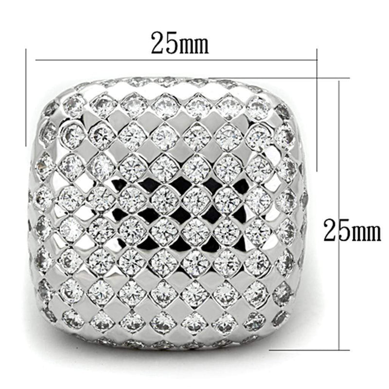 Cubic Zirconia Rings LO3169 Rhodium Brass Ring with AAA Grade CZ