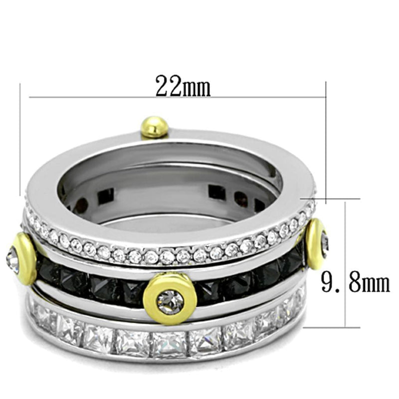 Cubic Zirconia Rings LO3287 Reverse Two-Tone Brass Ring with CZ