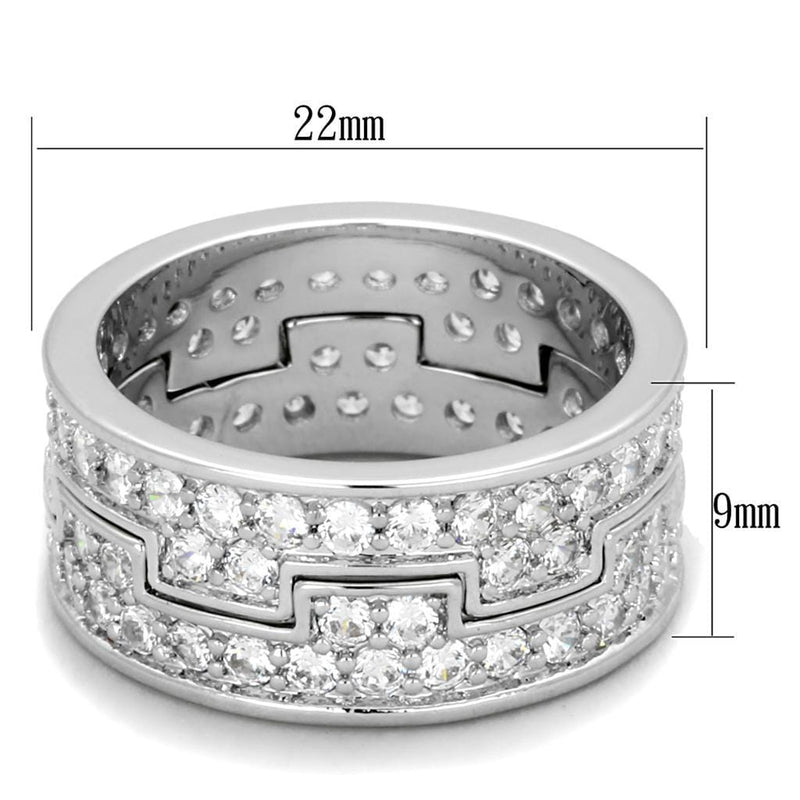 Cubic Zirconia Rings LO3348 Rhodium Brass Ring with AAA Grade CZ