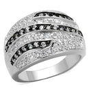 Cubic Zirconia Rings LO3400 Rhodium + Ruthenium Brass Ring with CZ