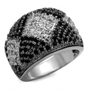 Cubic Zirconia Rings LO3738 Rhodium + Ruthenium Brass Ring with CZ