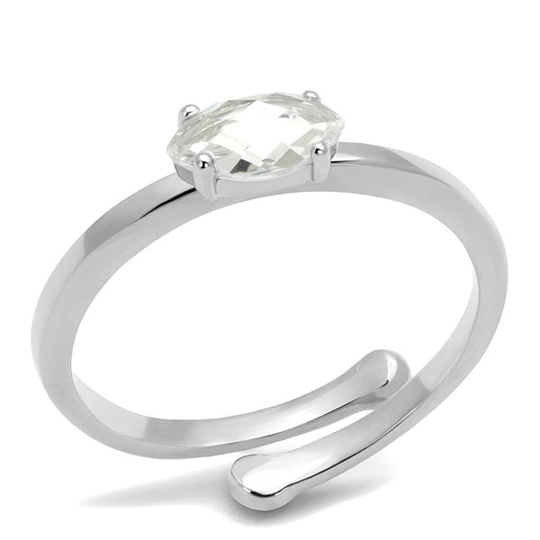 Cubic Zirconia Rings LO4070 Rhodium Brass Ring with AAA Grade CZ