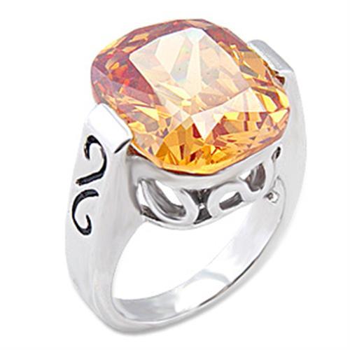 Cute Rings 56317 Rhodium Brass Ring with AAA Grade CZ in Champagne