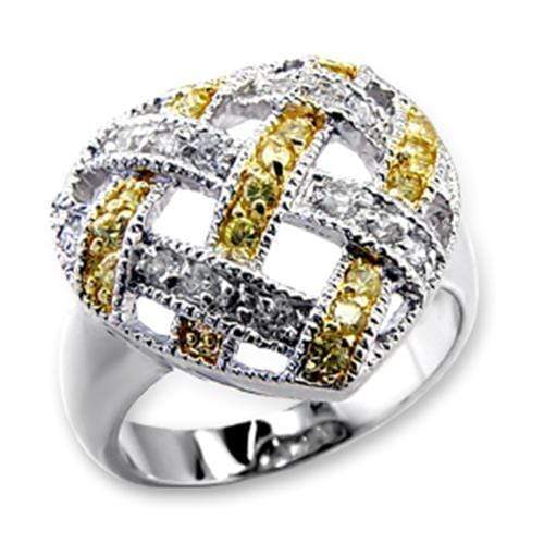 Cute Rings 60205 Reverse Two-Tone Brass Ring with AAA Grade CZ