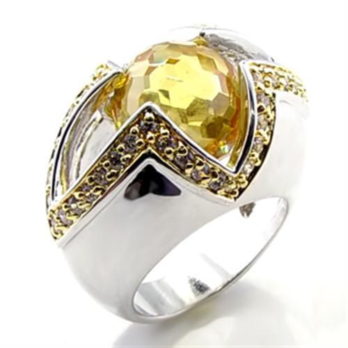 Cute Rings 6X010 Reverse Two-Tone Brass Ring with AAA Grade CZ
