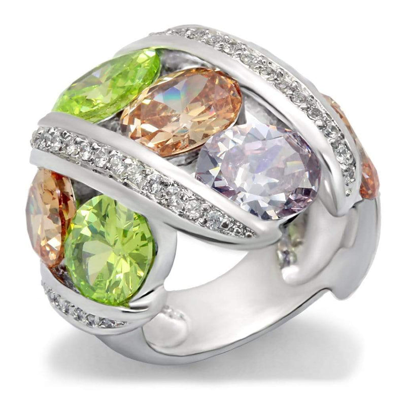 Cute Rings 6X019 Rhodium Brass Ring with AAA Grade CZ