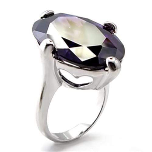 Cute Rings 6X025 Rhodium Brass Ring with AAA Grade CZ in Amethyst