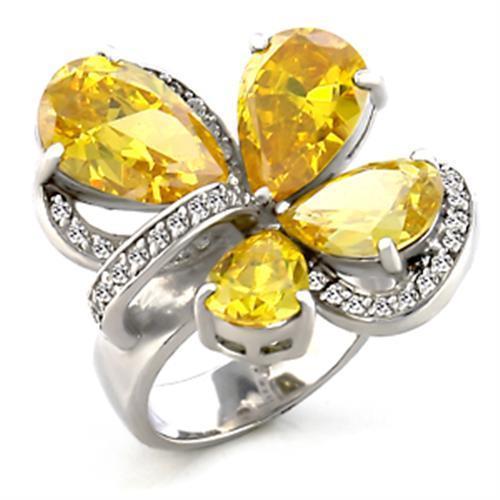 Cute Rings 6X044 Rhodium Brass Ring with AAA Grade CZ in Topaz