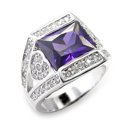 Cute Rings 6X074 Rhodium Brass Ring with AAA Grade CZ in Amethyst