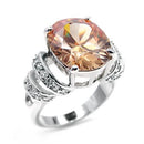 Cute Rings 6X117 Rhodium Brass Ring with AAA Grade CZ in Champagne