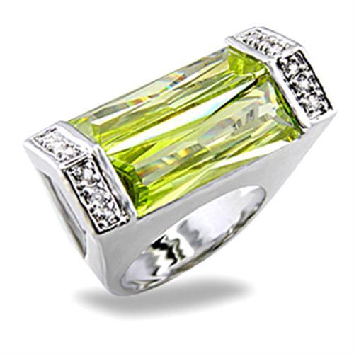 Design Engagement Ring 5X006 Rhodium Brass Ring with Synthetic in Peridot