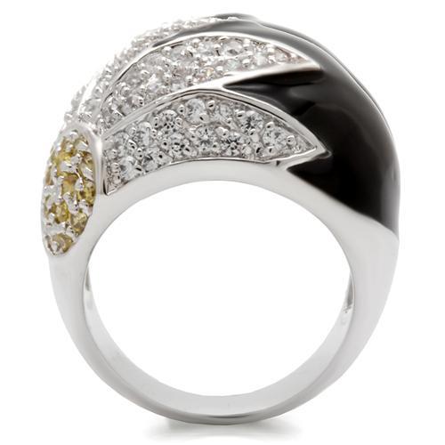 Engagement Rings 0W056 Rhodium Brass Ring with AAA Grade CZ in Topaz
