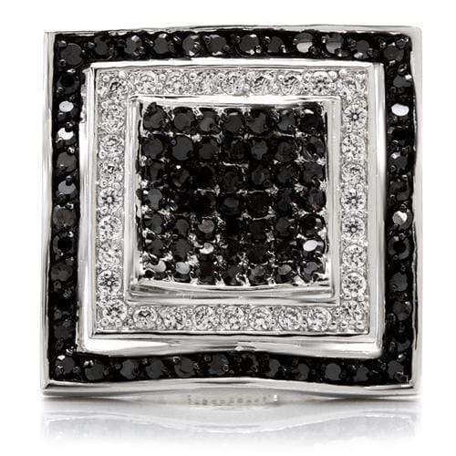 Silver Jewelry Rings Engagement Rings 0W058 Rhodium + Ruthenium Brass Ring with AAA Grade CZ Alamode