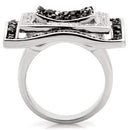 Silver Jewelry Rings Engagement Rings 0W058 Rhodium + Ruthenium Brass Ring with AAA Grade CZ Alamode