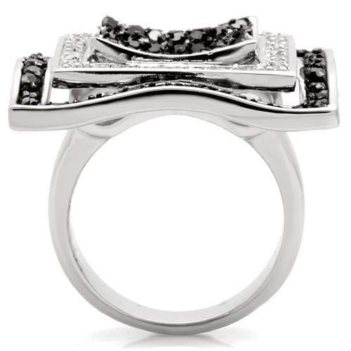 Silver Jewelry Rings Engagement Rings 0W058 Rhodium + Ruthenium Brass Ring with AAA Grade CZ Alamode
