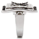 Silver Jewelry Rings Engagement Rings 0W058 Rhodium + Ruthenium Brass Ring with AAA Grade CZ Alamode