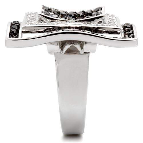 Silver Jewelry Rings Engagement Rings 0W058 Rhodium + Ruthenium Brass Ring with AAA Grade CZ Alamode