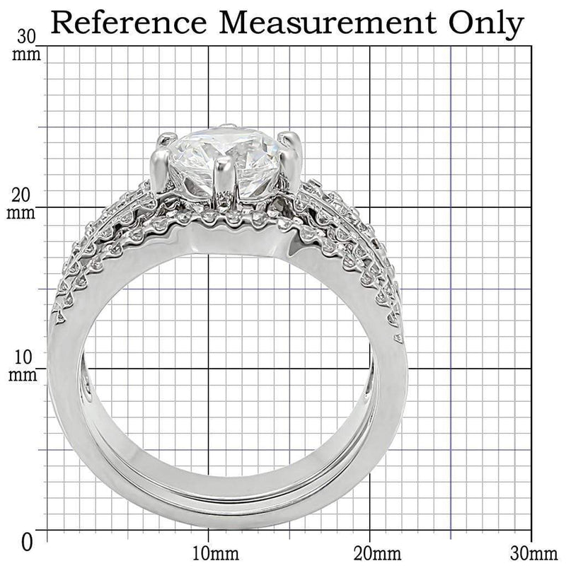 Engagement Rings 1W003 Rhodium Brass Ring with AAA Grade CZ