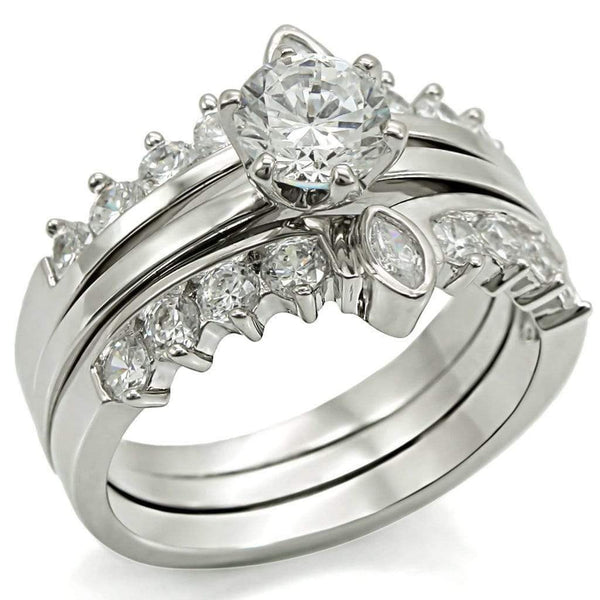 Engagement Rings 1W010 Rhodium Brass Ring with AAA Grade CZ