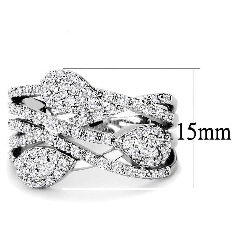 Engagement Rings 3W1446 Rhodium Brass Ring with AAA Grade CZ