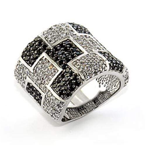 Engagement Rings 80503 Rhodium + Ruthenium Brass Ring with AAA Grade CZ