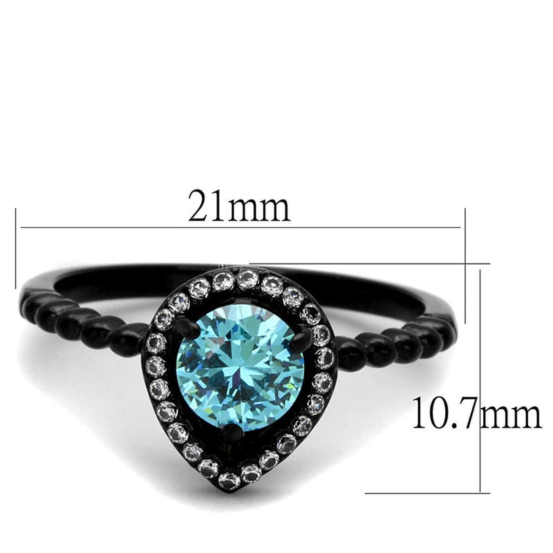 Engagement Rings For Women TK2364 Black - Stainless Steel Ring with CZ