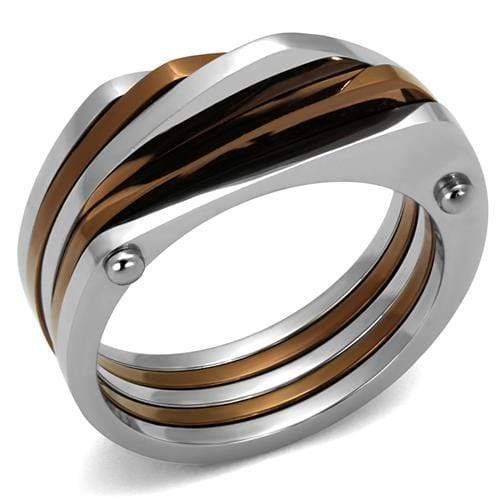 Silver Jewelry Rings Engagement Rings For Women TK2404 Two Tone Light Brown Stainless Steel Ring Alamode Fashion Jewelry Outlet