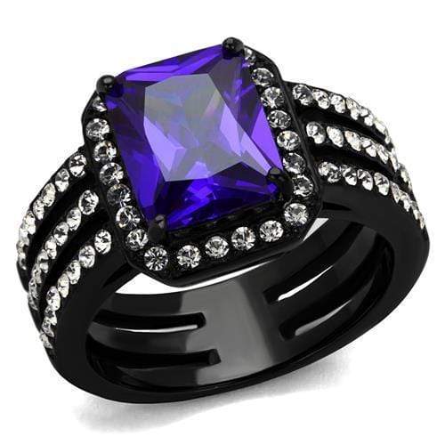 Engagement Rings For Women TK2486 Black - Stainless Steel Ring & CZ