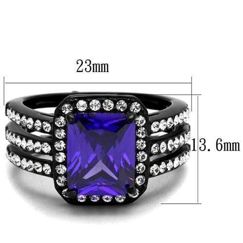 Engagement Rings For Women TK2486 Black - Stainless Steel Ring & CZ