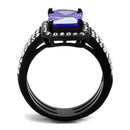 Engagement Rings For Women TK2486 Black - Stainless Steel Ring & CZ