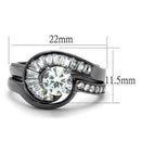 Engagement Rings For Women TK2546 Light Black Stainless Steel Ring with CZ