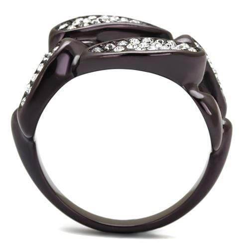 Engagement Rings For Women TK2558 Dark Brown Stainless Steel Ring with Crystal