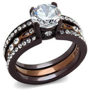 Engagement Rings For Women TK2560 Dark Brown &  Stainless Steel Ring