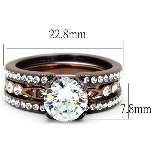 Engagement Rings For Women TK2560 Dark Brown &  Stainless Steel Ring