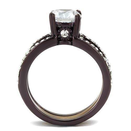 Engagement Rings For Women TK2560 Dark Brown &  Stainless Steel Ring