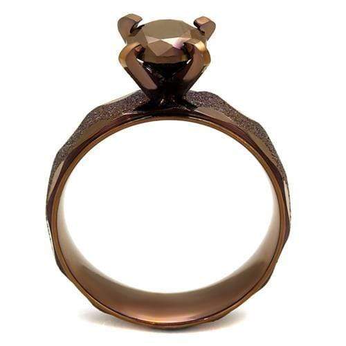 Engagement Rings For Women TK2596 Coffee light Stainless Steel Ring with CZ