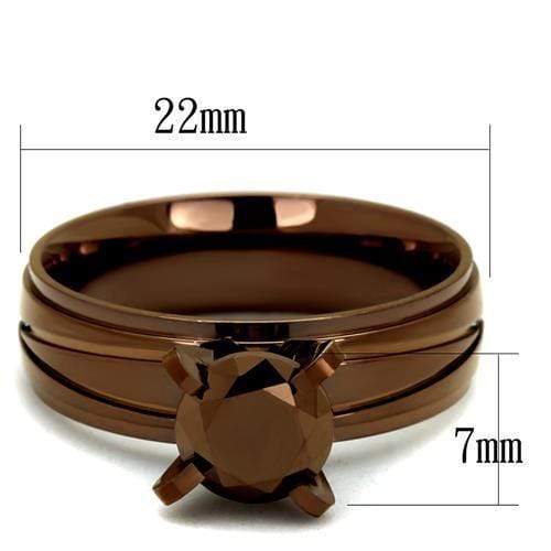 Engagement Rings For Women TK2598 Coffee light Stainless Steel Ring with CZ