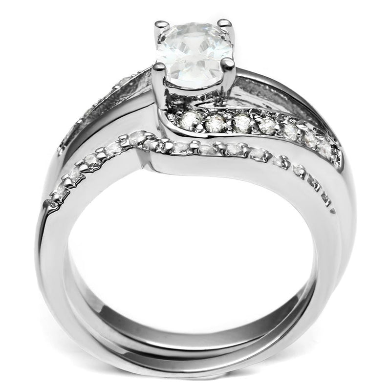 Engagement Rings LO4712 Rhodium Brass Ring with AAA Grade CZ