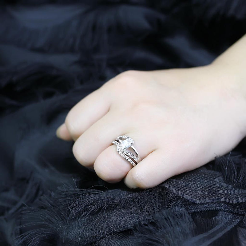 Silver Jewelry Rings Engagement Rings LO4712 Rhodium Brass Ring with AAA Grade CZ Alamode Fashion Jewelry Outlet