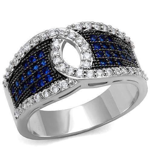 Engagement Rings Sale 3W1216 Rhodium + Ruthenium Brass Ring in London Blue